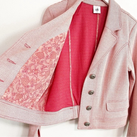CAbi #5301 Amelia Jacket Soft Spring Button Blazer Strawberry Print Medium - Picture 6 of 7
